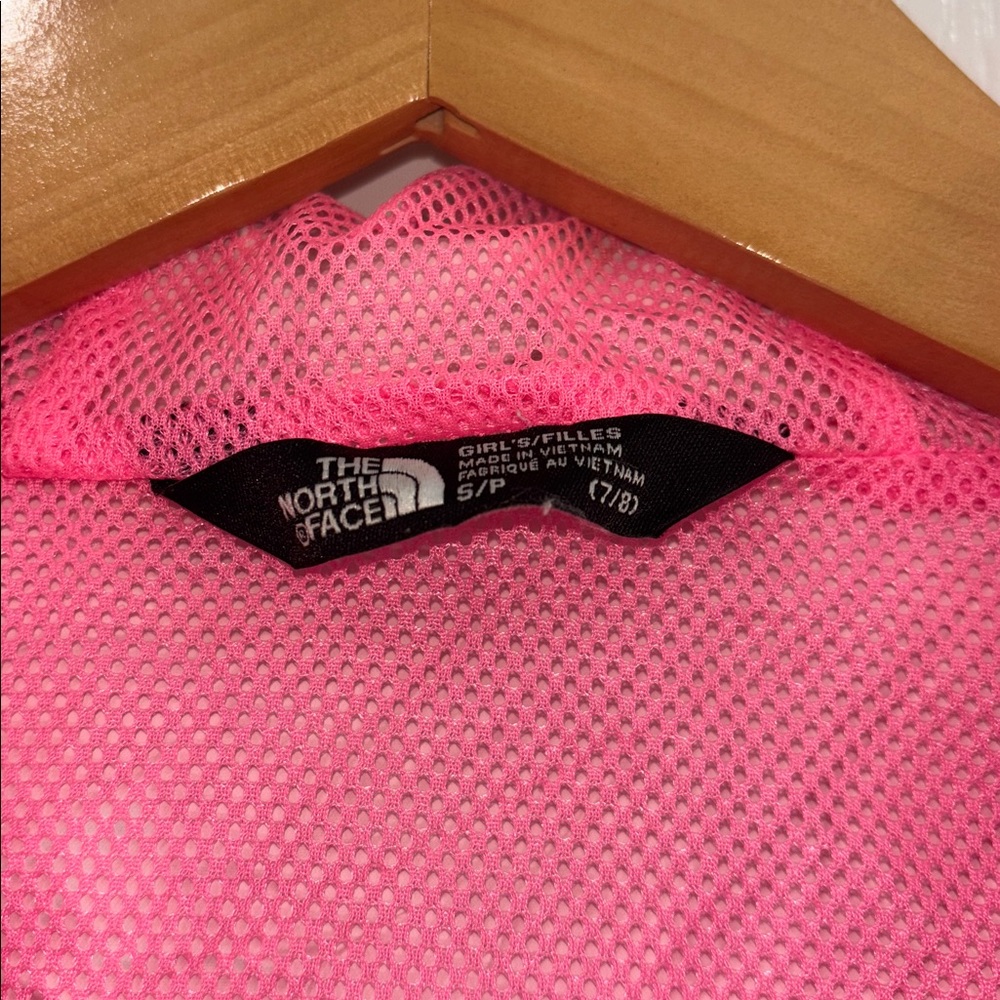 The North Face Dryvent Rain Jacket Girls Size small 7/8 Pink/Navy Blue - Picture 5 of 6